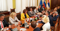 27 August 2019 National Assembly Speaker Maja Gojkovic in meeting with Slovenian Prime Minister Marjan Sarec